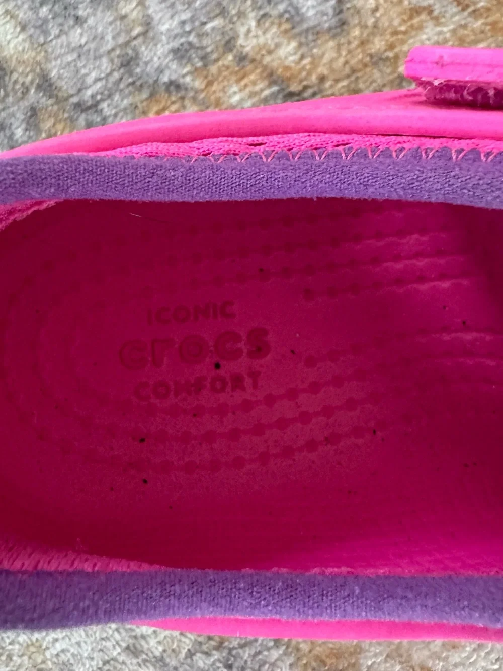 CROCS Kids Hot Pink Water Shoes with Yellow Laces